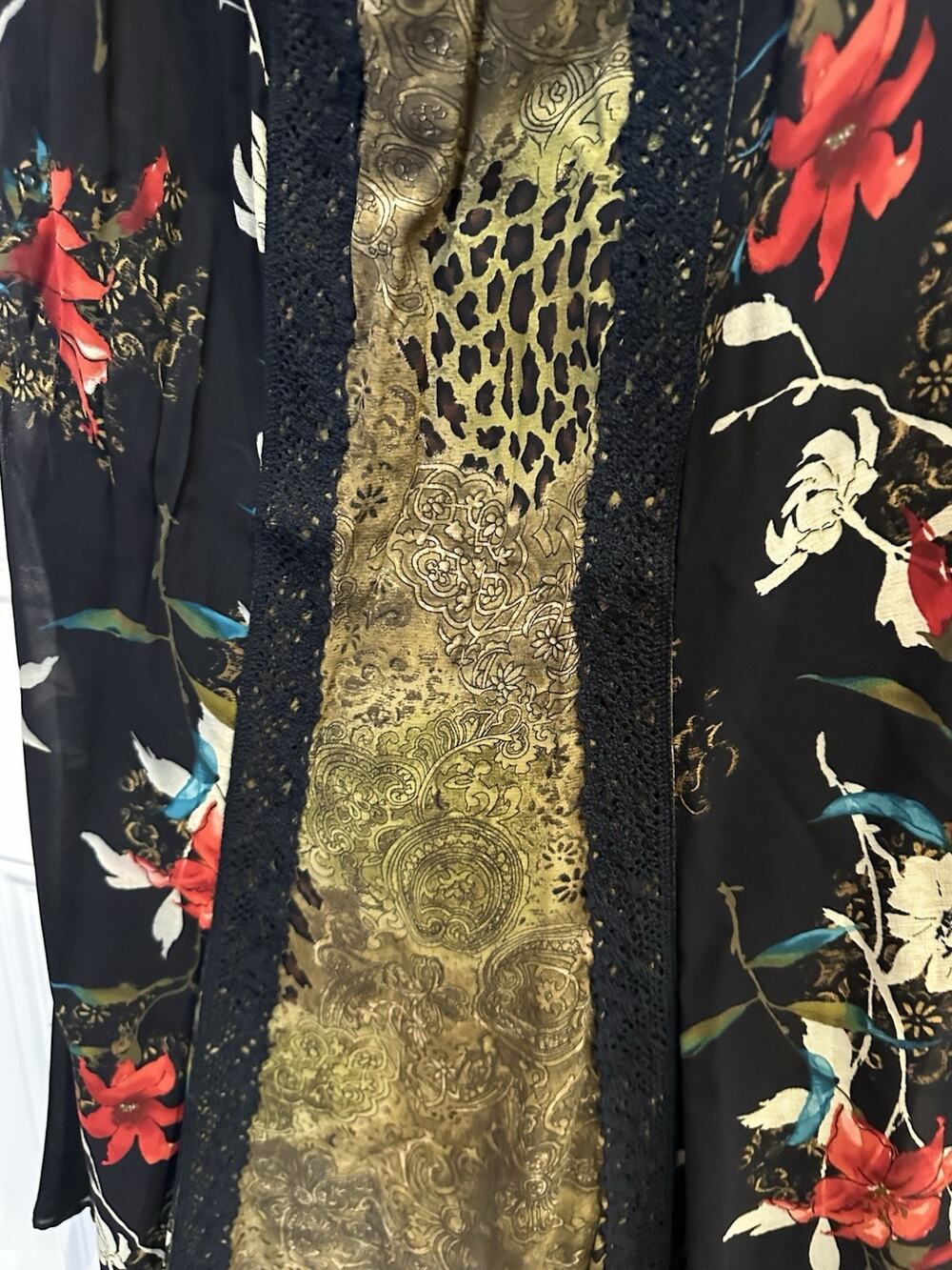 Francesca Rose Floral Maxi Skirt Pull on Size M Black Pattern Block Lined